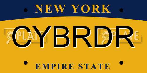 CYBRDR New York License Plate