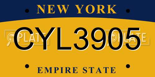 CYL3905 New York License Plate