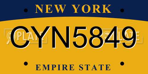 CYN5849 New York License Plate