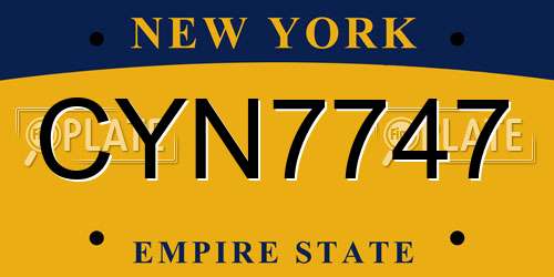 CYN7747 New York License Plate