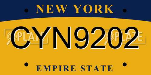 CYN9202 New York License Plate
