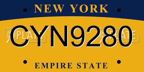 CYN9280 New York License Plate