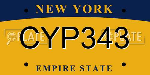 CYP343 New York License Plate