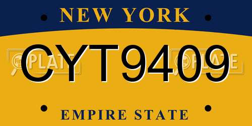 CYT9409 New York License Plate