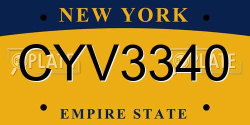 CYV3340 New York License Plate