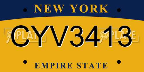 CYV3413 New York License Plate