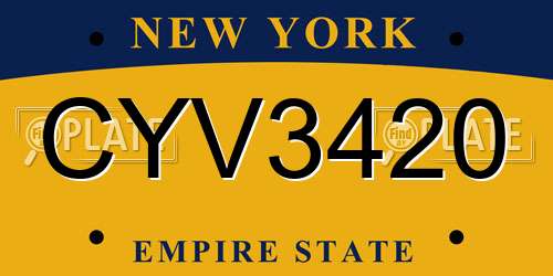 CYV3420 New York License Plate