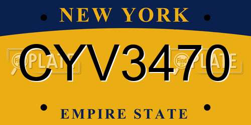 CYV3470 New York License Plate