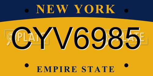 CYV6985 New York License Plate