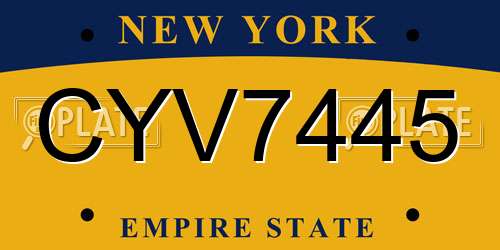 CYV7445 New York License Plate