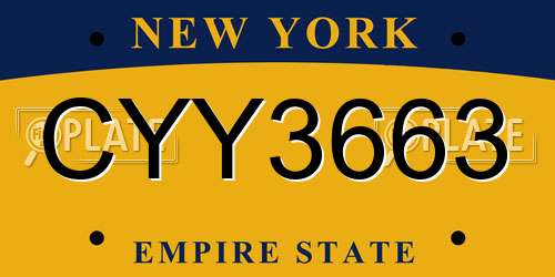 CYY3663 New York License Plate