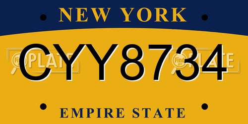 CYY8734 New York License Plate