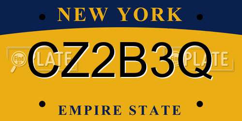 CZ2B3Q New York License Plate