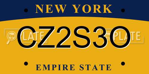 CZ2S3O New York License Plate