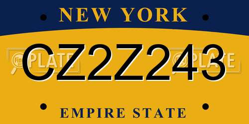 CZ2Z243 New York License Plate
