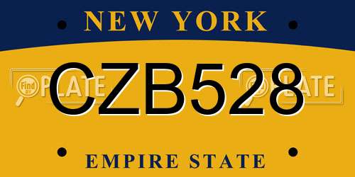 CZB528 New York License Plate