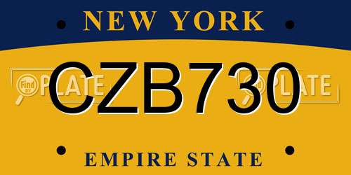 CZB730 New York License Plate