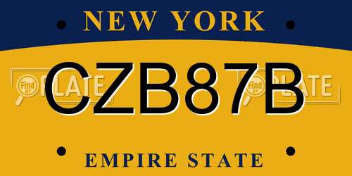 CZB87B New York License Plate