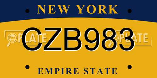 CZB983 New York License Plate