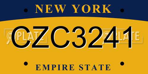 CZC3241 New York License Plate