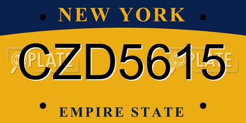 CZD5615 New York License Plate