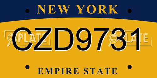 CZD9731 New York License Plate