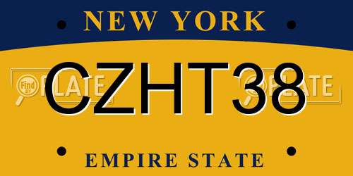 CZHT38 New York License Plate