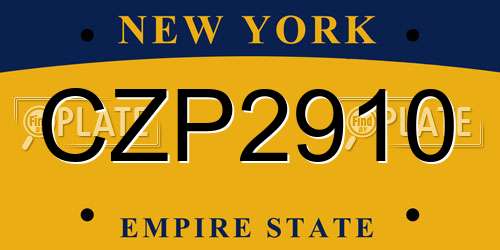 CZP2910 New York License Plate