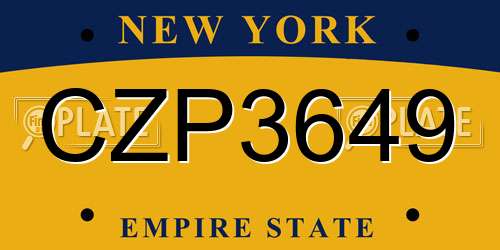 CZP3649 New York License Plate
