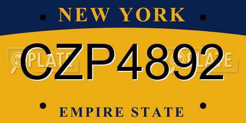 CZP4892 New York License Plate