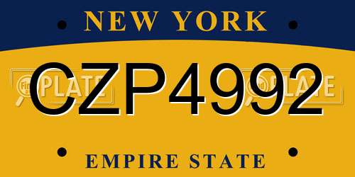 CZP4992 New York License Plate
