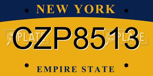 CZP8513 New York License Plate