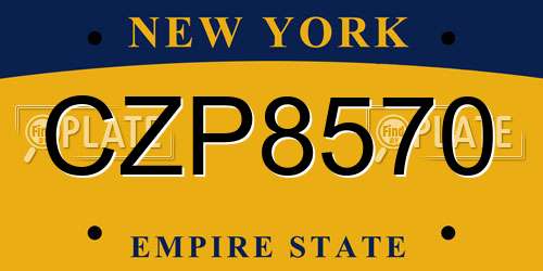 CZP8570 New York License Plate