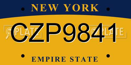 CZP9841 New York License Plate