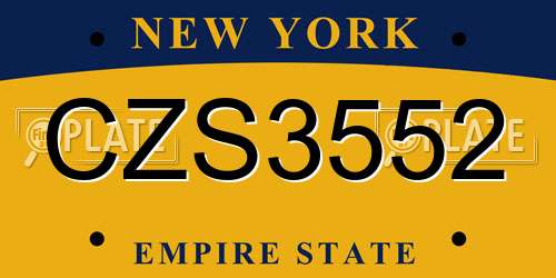 CZS3552 New York License Plate