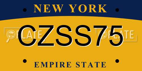 CZSS75 New York License Plate
