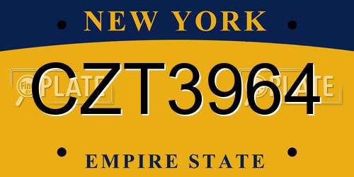 CZT3964 New York License Plate