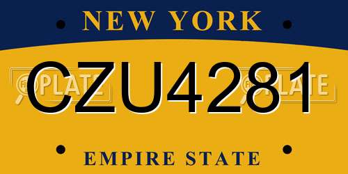 CZU4281 New York License Plate