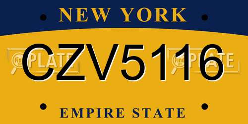 CZV5116 New York License Plate