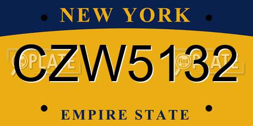 CZW5132 New York License Plate