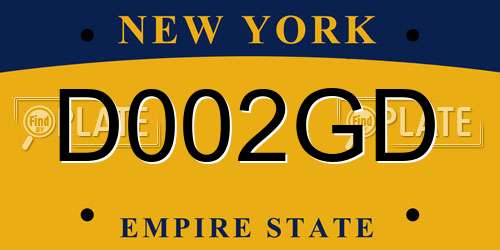 D002GD New York License Plate