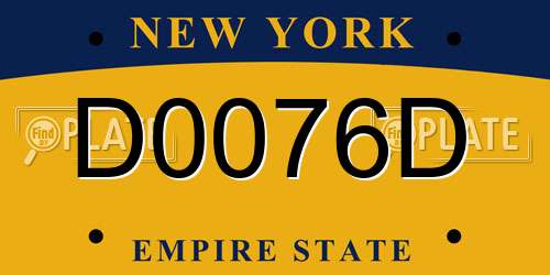 D0076D New York License Plate