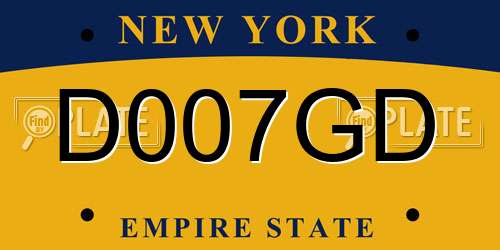 D007GD New York License Plate