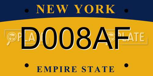 D008AF New York License Plate