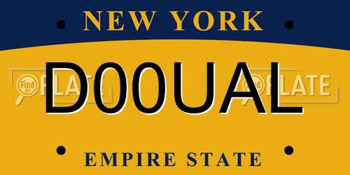 D00UAL New York License Plate