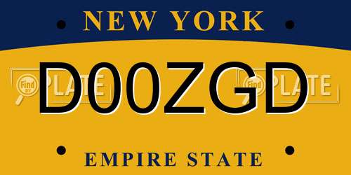 D00ZGD New York License Plate