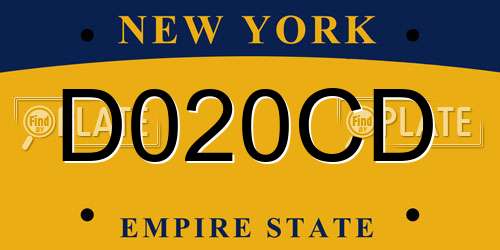 D020CD New York License Plate