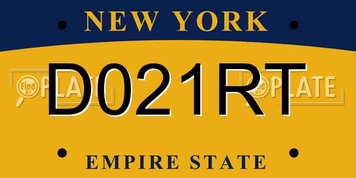 D021RT New York License Plate