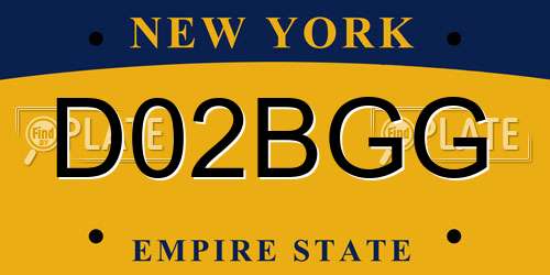 D02BGG New York License Plate