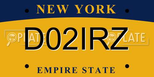 D02IRZ New York License Plate